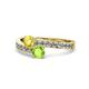 1 - Olena Yellow Sapphire and Peridot with Side Diamonds Bypass Ring 