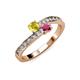 3 - Olena Yellow Sapphire and Rhodolite Garnet with Side Diamonds Bypass Ring 
