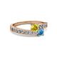 2 - Olena Yellow Sapphire and Blue Topaz with Side Diamonds Bypass Ring 