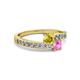 2 - Olena Yellow and Pink Sapphire with Side Diamonds Bypass Ring 