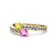 1 - Olena Yellow and Pink Sapphire with Side Diamonds Bypass Ring 