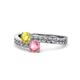 1 - Olena Yellow Sapphire and Pink Tourmaline with Side Diamonds Bypass Ring 