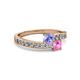 2 - Olena Tanzanite and Pink Sapphire with Side Diamonds Bypass Ring 