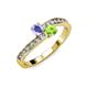 3 - Olena Tanzanite and Peridot with Side Diamonds Bypass Ring 
