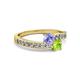 2 - Olena Tanzanite and Peridot with Side Diamonds Bypass Ring 