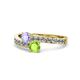 1 - Olena Tanzanite and Peridot with Side Diamonds Bypass Ring 