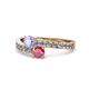 1 - Olena Tanzanite and Rhodolite Garnet with Side Diamonds Bypass Ring 