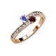 3 - Olena Tanzanite and Red Garnet with Side Diamonds Bypass Ring 