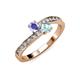 3 - Olena Tanzanite and Aquamarine with Side Diamonds Bypass Ring 