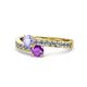 1 - Olena Tanzanite and Amethyst with Side Diamonds Bypass Ring 