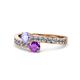 1 - Olena Tanzanite and Amethyst with Side Diamonds Bypass Ring 
