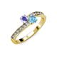 3 - Olena Tanzanite and Blue Topaz with Side Diamonds Bypass Ring 