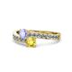 1 - Olena Tanzanite and Yellow Sapphire with Side Diamonds Bypass Ring 