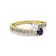 2 - Olena White and Blue Sapphire with Side Diamonds Bypass Ring 