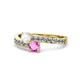 1 - Olena White and Pink Sapphire with Side Diamonds Bypass Ring 