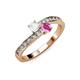 3 - Olena White and Pink Sapphire with Side Diamonds Bypass Ring 