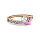 2 - Olena White and Pink Sapphire with Side Diamonds Bypass Ring 