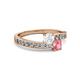 2 - Olena White Sapphire and Pink Tourmaline with Side Diamonds Bypass Ring 
