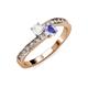 3 - Olena White Sapphire and Tanzanite with Side Diamonds Bypass Ring 