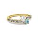 2 - Olena White Sapphire and Aquamarine with Side Diamonds Bypass Ring 
