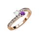 3 - Olena White Sapphire and Amethyst with Side Diamonds Bypass Ring 