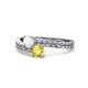 1 - Olena White and Yellow Sapphire with Side Diamonds Bypass Ring 