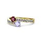 1 - Olena Ruby and Tanzanite with Side Diamonds Bypass Ring 