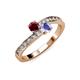 3 - Olena Ruby and Tanzanite with Side Diamonds Bypass Ring 