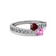 2 - Olena Ruby and Pink Sapphire with Side Diamonds Bypass Ring 