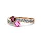 1 - Olena Ruby and Pink Sapphire with Side Diamonds Bypass Ring 
