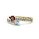 1 - Olena Ruby and Aquamarine with Side Diamonds Bypass Ring 