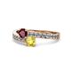 1 - Olena Ruby and Yellow Sapphire with Side Diamonds Bypass Ring 