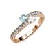 3 - Olena Aquamarine and White Sapphire with Side Diamonds Bypass Ring 