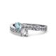 1 - Olena Aquamarine and Diamond with Side Diamonds Bypass Ring 