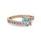 2 - Olena Aquamarine and Diamond with Side Diamonds Bypass Ring 