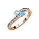 3 - Olena Aquamarine and Blue Topaz with Side Diamonds Bypass Ring 