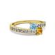 2 - Olena Aquamarine and Citrine with Side Diamonds Bypass Ring 