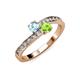 3 - Olena Aquamarine and Peridot with Side Diamonds Bypass Ring 