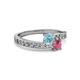 2 - Olena Aquamarine and Rhodolite Garnet with Side Diamonds Bypass Ring 
