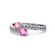 1 - Olena Pink Tourmaline and Pink Sapphire with Side Diamonds Bypass Ring 