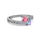 2 - Olena Pink Tourmaline and Tanzanite with Side Diamonds Bypass Ring 