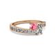 2 - Olena Pink Tourmaline and Diamond with Side Diamonds Bypass Ring 