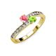 3 - Olena Pink Tourmaline and Peridot with Side Diamonds Bypass Ring 