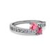 2 - Olena Pink Tourmaline and Rhodolite Garnet with Side Diamonds Bypass Ring 