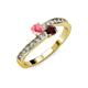 3 - Olena Pink Tourmaline and Red Garnet with Side Diamonds Bypass Ring 