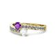 1 - Olena Amethyst and White Sapphire with Side Diamonds Bypass Ring 