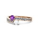 1 - Olena Amethyst and White Sapphire with Side Diamonds Bypass Ring 