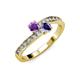 3 - Olena Amethyst and Iolite with Side Diamonds Bypass Ring 