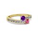 2 - Olena Amethyst and Rhodolite Garnet with Side Diamonds Bypass Ring 
