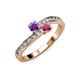 3 - Olena Amethyst and Rhodolite Garnet with Side Diamonds Bypass Ring 